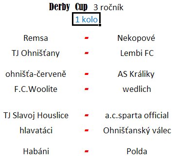 Derby cup 3 ročník 1 kolo